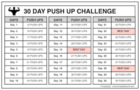 Push Up Challenge Calendar Chart Push Up Workout For Chest