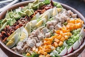 Chicken Cobb Salad With Cobb Salad Dressing With Romaine Lettuce Cooked Chicken Breasts Co Cobb Salad Recipe Cobb Salad Dressing Recipe Healthy Salad Recipes