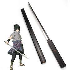 Handmade Japanese Katana Anime Samurai Sword Carbon Steel Straight Blade Hardwood Scabbard Home Decor Cosplay Swords Cosplay Sword Sasuke Samurai Swords