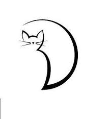Image Result For Cat Moon Stars Stylised Line Drawing Simple Line Drawings Cat Outline Outline Drawings