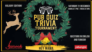 Sep 25, 2021 · here are 50 fun christmas trivia questions with answers, covering christmas movie trivia, holiday songs, and traditions for adults and kids. Dec 21 Pub Quiz Trivia Tournament Holiday Edition Barock 42