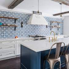 Impossible to resist the color blue! 75 Blue Backsplash Ideas Navy Aqua Royal Or Coastal Blue Design Blue Backsplash Kitchen Blue Backsplash Kitchen Design Small