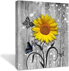 Yellow is a color of optimism, joy, and lightness. Amazon Com Sunflower Butterfly Canvas Wall Art Modern Artwork Prints Sunflower Wall Decor Living Room Bathroom Bedroom Office Home Wall Decor Ready To Hang Sunflower 12x16inch Posters Prints