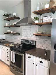 Modern Farmhouse Industrial Floating Shelves Please Read All Product Details Prior To P Open Kitchen Shelves Kitchen Remodel Small Interior Design Kitchen
