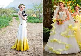 Maybe you would like to learn more about one of these? Gelb Als Akzent Im Weissen Brautkleid Fur Ombre Effekt Oder Fur Den Saumen Brautkleid Schlicht Klassisches Hochzeitskleid Braut