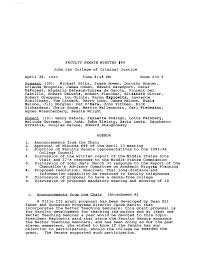 FACULTY SENATE MINUTES #90 John Jay College of Criminal Justice April 28,  1993 Time 3t15 PM Room 630 T Present (29): Michael Bli