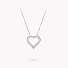 North star smile bar necklace with diamond in gold plating. Spiral Heart Silhouette Pave Diamond Pendant White Gold Graff