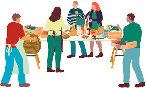 Network Of Communities Buying Fresh Food Directly From Local Producers And Farmers Fruits Vegs Vegetables Meat Dairy Products Bread Boeren Vlees Groente