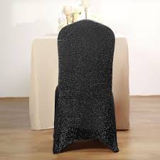 Black And White Striped Spandex Chair Covers Black Spandex Stretch Banquet Chair Cover With Metallic Glittering Back In 2020 Chair Covers Wedding Banquet Chair Covers Chair Covers