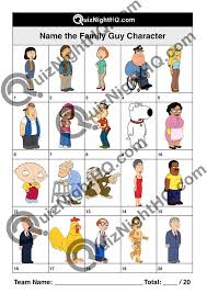 The first animated program to be nominated in emmy's award for outstanding comedy series was family guy. Family Guy Characters 001 Quiznighthq
