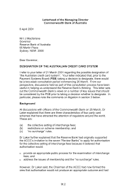 Letterhead Of The Managing Director Commonwealth Bank Of Australia 6 April 2001