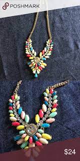 Statement Necklace Susan Graver Nwot Susan Graver Statement Necklace 11 5 2 Extender Gold Tone With Mul Statement Necklace Multi Color Stones Necklace Dress