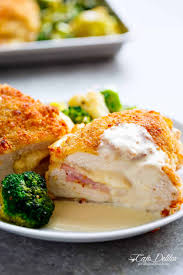 Chop the pepper ahead and pick up sliced mushrooms, and you'll have this microwaved in moments. Easy Sheet Pan Chicken Cordon Bleu Dijon Cream Sauce Cafe Delites