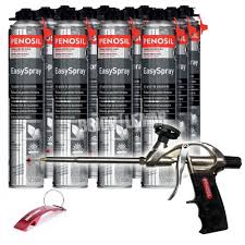 Kit 12 Projectable 700ml Cans Easyspray Foam Applicator Gun Gun Foam C1 Penosil Bricolemar