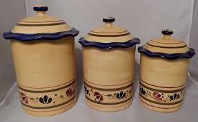 Home Garden Party Stoneware Welcome Home Three Canister Set Lids With Gaskets Homeandgardenparty