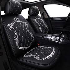 Black And White Car Seat Covers Skysep Crown Car Seat Covers Fully Surrounded Unisex Seat Winter Leather Seats Car Pu Leather And 3d Breat In 2020 Car Seats Leather Car Seats Leather Car Seat Covers