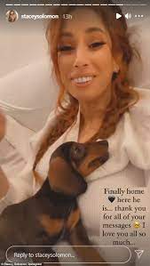 Its been an emotional week in stacey solomon's household after her youngest son rex was rushed to the hospital for the second time. Stacey Solomon Drops Huge Clue She S Sausage On The Masked Singer As She Welcomes New Puppy Daily Mail Online