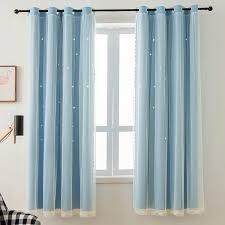 Buy Light Blue Star Cutout Kids Curtains 63 Inch Length Blackout Curtains For Girl Bedroom Window Thermal Room Darkening Curtains Drapes Baby Nursery Curtains 1 Panel Online In Turkey B08zn5z1tf