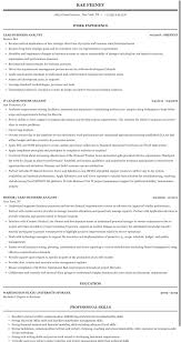 Usual duties seen on a finance business analyst resume include analyzing financial reports, presenting data to executives, making recommendations, predicting business activity, setting up financial data analysis procedures, and maintaining financial data security. Lead Business Analyst Resume Sample Mintresume
