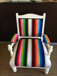 Mexican Blanket Recovery Of An Antique Chair Www Thecoverco Co Nz Mexican Decor Mexican Blanket Antique Chairs
