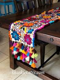 Boho Table Bed Runner Floral Embroidery Table Loom Tapestry Peru Boho Chic Rustic Chic Table Runner Hippie Runner Wedding Runner Gift Rustic Chic Table Runner Embroidered Table Runner Boho Table Runner