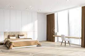 It's as airy and clean as white but with more warmth. Corner Of Master Bedroom With White Walls Wooden Floor Master Stock Photo Picture And Royalty Free Image Image 113585083