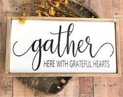 Gather Sign Gather Wood Sign Gather Sign Wood Dining Room Signs Dining Room Decor Gather Here With Grateful Heart Diy Wood Signs Wood Diy Diy Dining