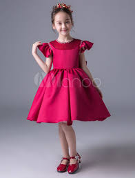Flower Girl Dresses Satin Short Sleeve Bow Ivory Princess Dress Knee Length Kids Party Dresses Kids Party Dresses Knee Length Dresses Girls Dresses