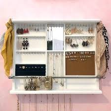 Modern, traditional, eclectic, rustic, glam, farmhouse, country Jewelry Display With Mirror Earrings Holder Necklace Holder White Display With Shelf Wall Mounted Jewelry Organizer Earrings Storage In 2021 Earring Storage Wall Mount Jewelry Organizer Jewelry Cabinet