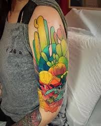 Here S This Desert Themed Piece All Finished Up From A Little While Back Thank You Kennesho Et Cactus Tattoo Painted Rock Cactus Scorpion Tattoo