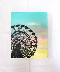 Ferris Wheel Painting Original Vintage Art 11x14 Inches Blue Pink Yellow By Artist Anna Tooze Art Painting Art Inspiration