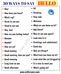 30 Different Ways To Say Hello Hello Synonyms Esl Forums Ways To Say Hello English Vocabulary Words Learn English Words