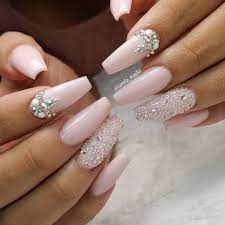 60 Simple Acrylic Coffin Nails Designs Ideas For 2019 Nails Design With Rhinestones Rhinestone Nails Bride Nails