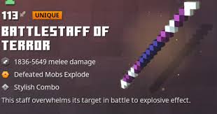 Weapons are a category of equippable items in minecraft dungeons that are used to attack and defeat mobs in during missions. Battlestaff Of Terror Minecraft Dungeons Gamewith
