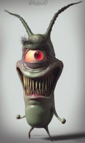 Sheldon J Plankton By Wil Hughes On Artstation Horror Cartoon Evil Cartoon Characters Creepy Art