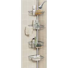 Pole Shower Caddy Rust Proof Pole Tochrome Tension Shower Hang Shower Caddy Corner Shower Caddy Bathtub Organization