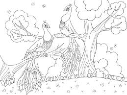 I've included a high res. Cartoon Coloring For Children A Bird A Feather Of A Bird Or A Peacock On A Tree Couple In Love Stock Illustration Illustration Of Floral Asia 123311684