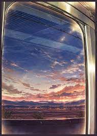 電車の窓から 風景 美的アニメ 電車イラスト