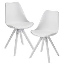 Vadim 4er set esszimmerstühle skandinavischer küchenstuhl in weißen mit massivholz buche bein kunstlederkissen, design modern wohnzimmerstühle, esszimmer. Wohnling 2er Set Retro Esszimmerstuhl Weiss Skandinavisch Polsterstuhl Ruckenlehne Kuchenstuhl Mit Weissen Beinen
