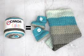 Caron Cakes Yarn Button Baby Booties And Blanket Repeat Crafter Me