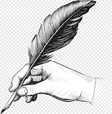 Set of four square symbols with feathers in blue and golden colors. Quill Fountain Pen Drawing Writing Feather Animals Hand Png Pngegg