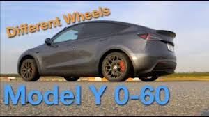 Model y performance to reach 60 mph in 3.5 seconds. Tesla Model Y 0 60 With Different Wheels Youtube