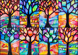 Tree In Warm Cool Colors Color Art Lessons Fall Art Projects Oil Pastel Art