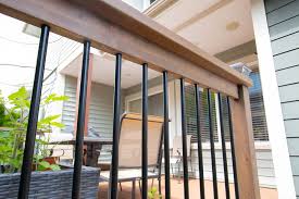The square balusters by dekor are a great way of keeping things simple while adding a unique style to your deck rail. Veranda Deck Stair Railing Kit Round Balusters Peak Products Canada