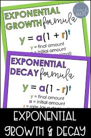 Exponential Growth And Decay Formula And Graph Posters And Reference Sheet Exponential Growth Growth And Decay Exponential
