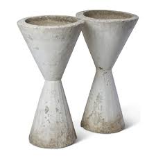 Made from an old column capital / pedestal. Pair Of Vintage Hourglass Planters Inner Gardens