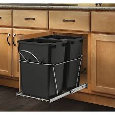 Custom kitchen cabinet pull out shelves for your existing cabinets sliding shelving rollout trays quality pullout shelf to fit most any kitchen and bathroom cabinet. Shop Rev A Shelf 35 Quart Plastic Pull Out Trash Can At Lowes Com Kitchen Trash Cans Rev A Shelf Waste Container