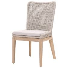 Arm chairs and dining chairs typically require a little extra room for display and storage, so keep this consideration in mind when selecting the furniture for your outdoor space. Mesh Outdoor Dining Chair Taupe White Gray Teak By Essentials For Living Sohomod Com