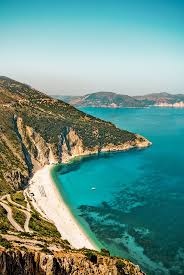 Myrtos Beach Kefalonia Griekenland Griekse Eilanden Droomplek Mooiste Strand Blauw Wit Uitzicht Wan Griekenland Griekenland Eilanden Vakantie