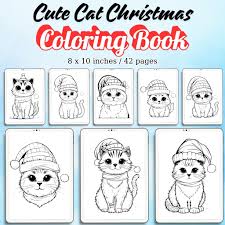 Cute Cat Christmas Coloring Pages Vol.2 / Sheets of Cute Cat Christmas { Coloring Book} - omnimart24h.com